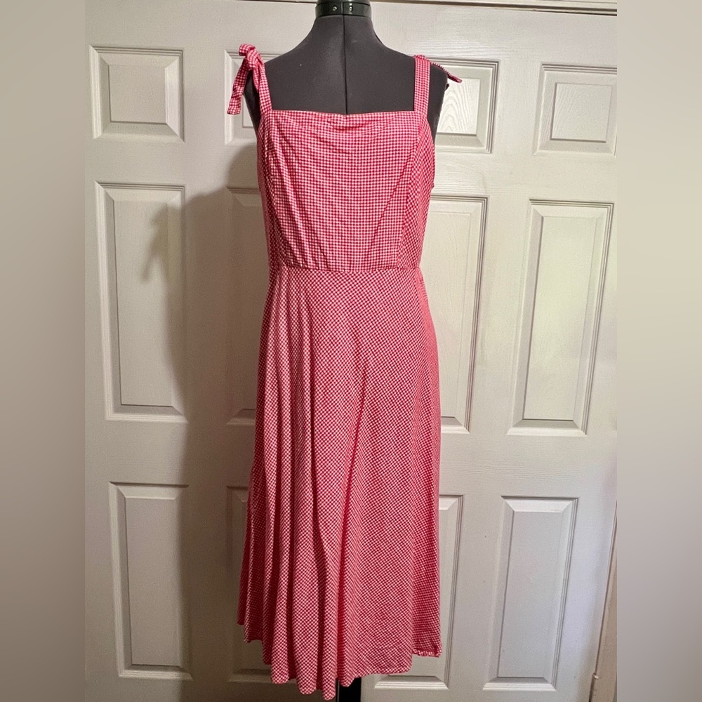 Draper James Red Checkered Gingham Midi Dress